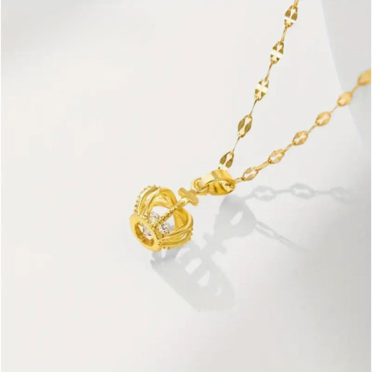 God’s Princess Golden Crown Pendant Necklace