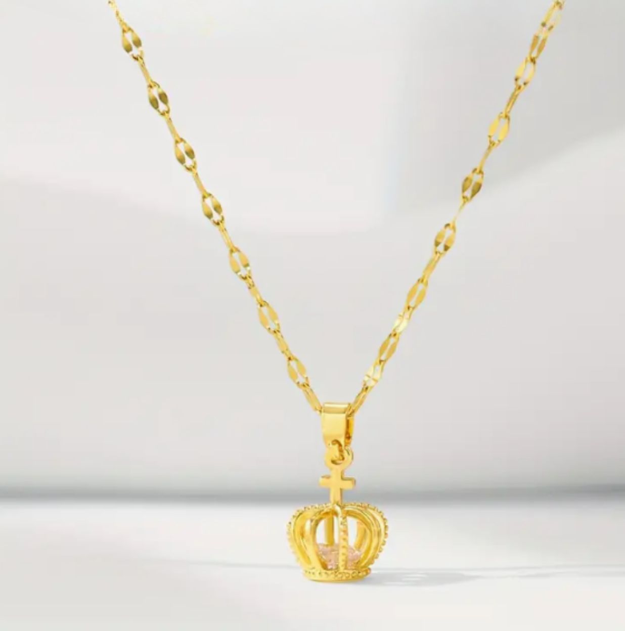 God’s Princess Golden Crown Pendant Necklace
