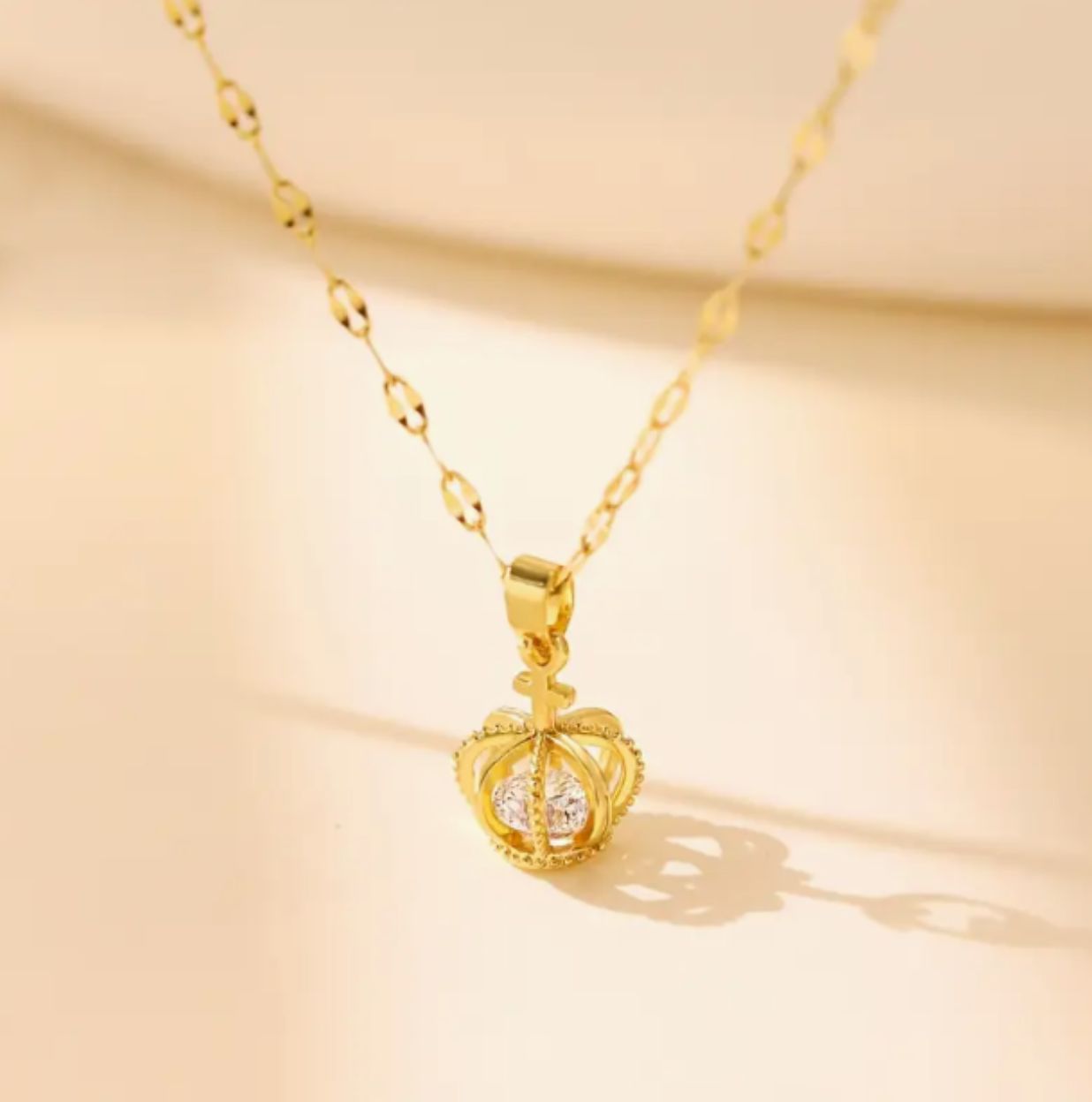 God’s Princess Golden Crown Pendant Necklace