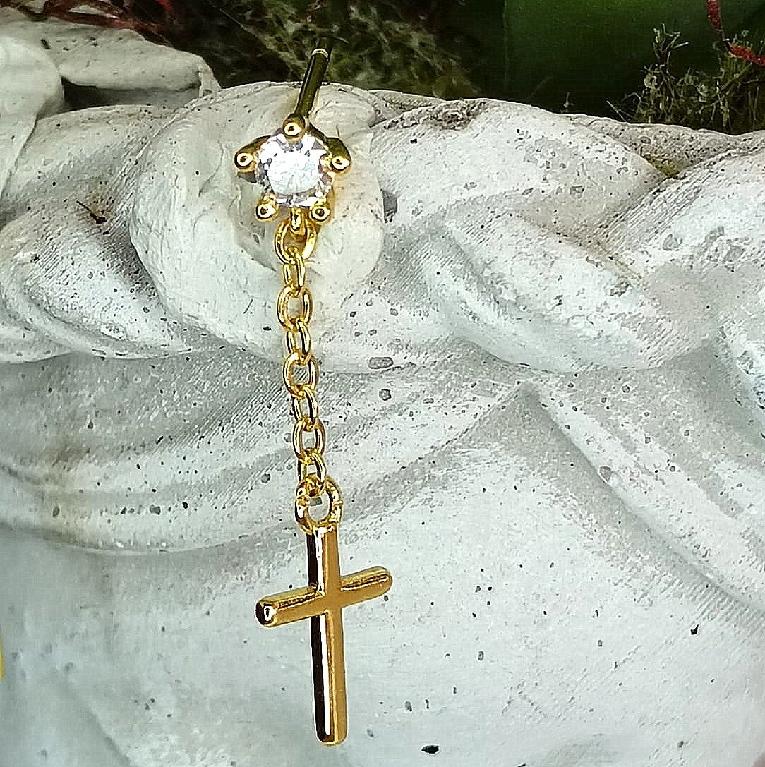 Gracefully Anchored Cross Drop Stud Earrings