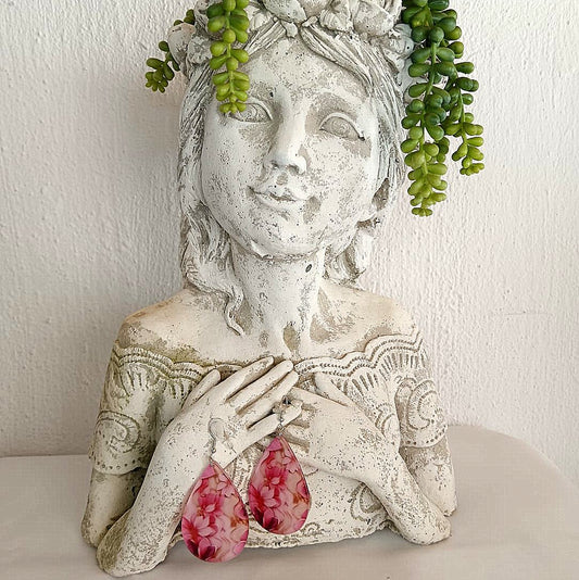 Eternal Bloom Pink Flower Pendant Earrings