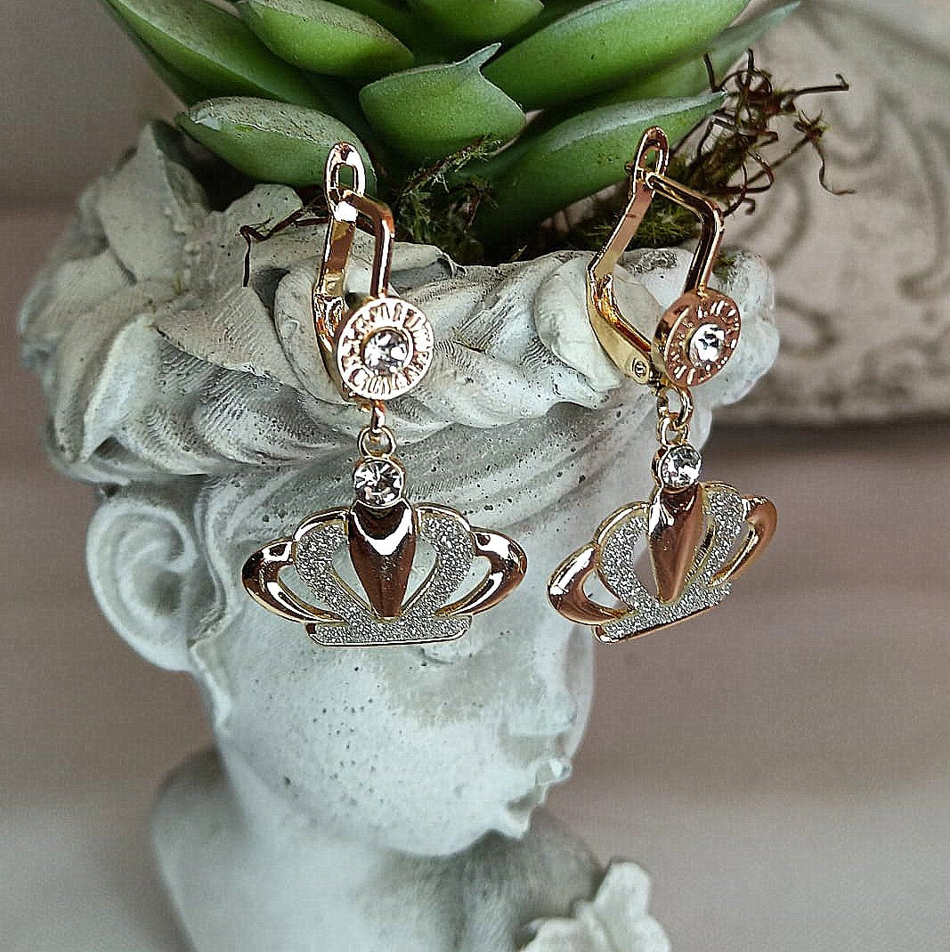 God's Princess Crowned in Rose Gold Charm Earrings