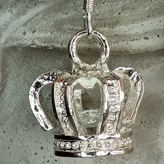 God’s Vintage Princess Silver Crown Dangle Earrings