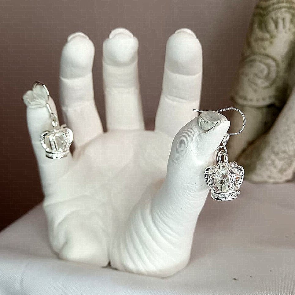God’s Vintage Princess Silver Crown Dangle Earrings