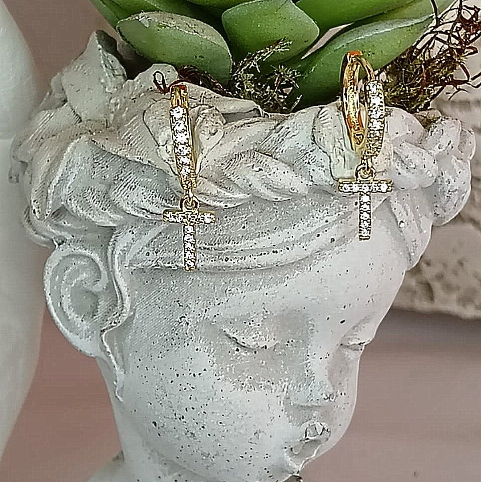 Grace & Glory Dangle Cross Earrings