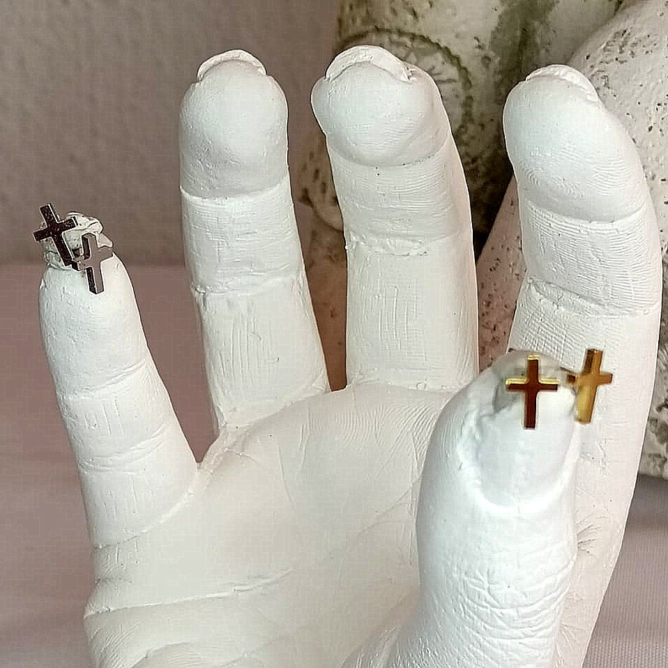 Tiny but Everlasting Light Cross Stud Earrings