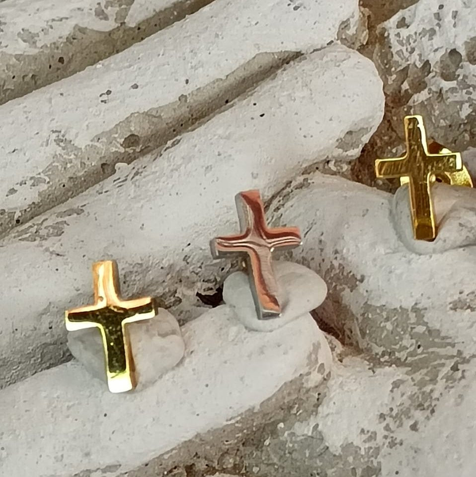 Tiny but Everlasting Light Cross Stud Earrings