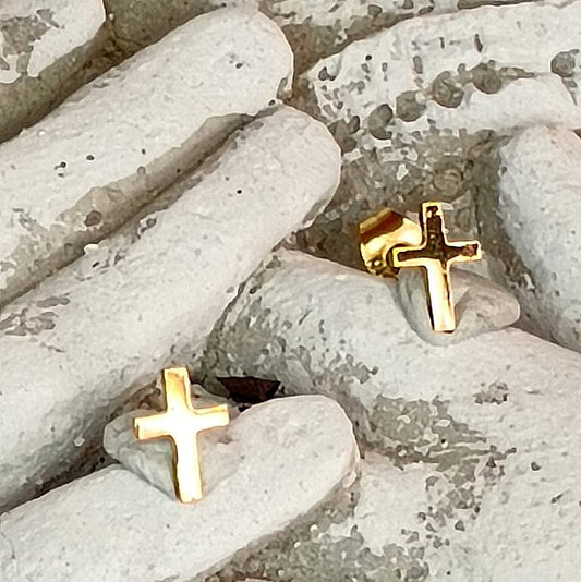 Tiny but Everlasting Light Cross Stud Earrings