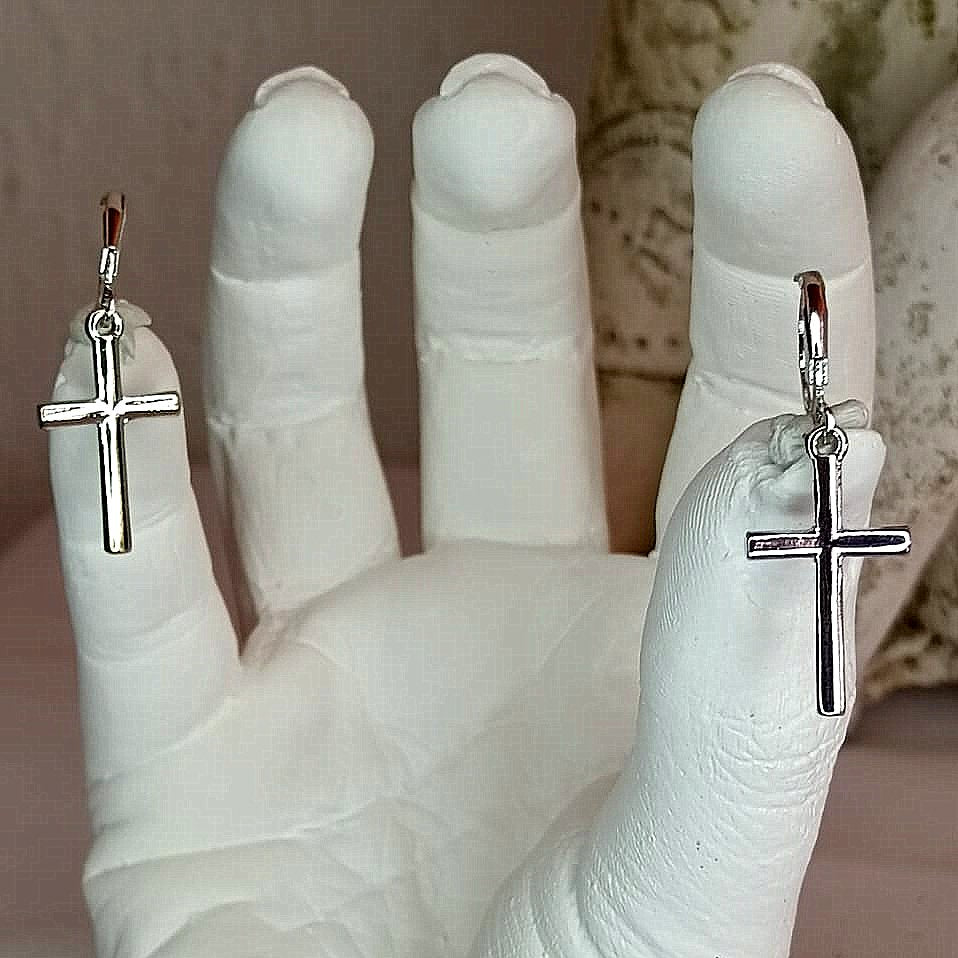 Plain But Powerful Cross Earrings