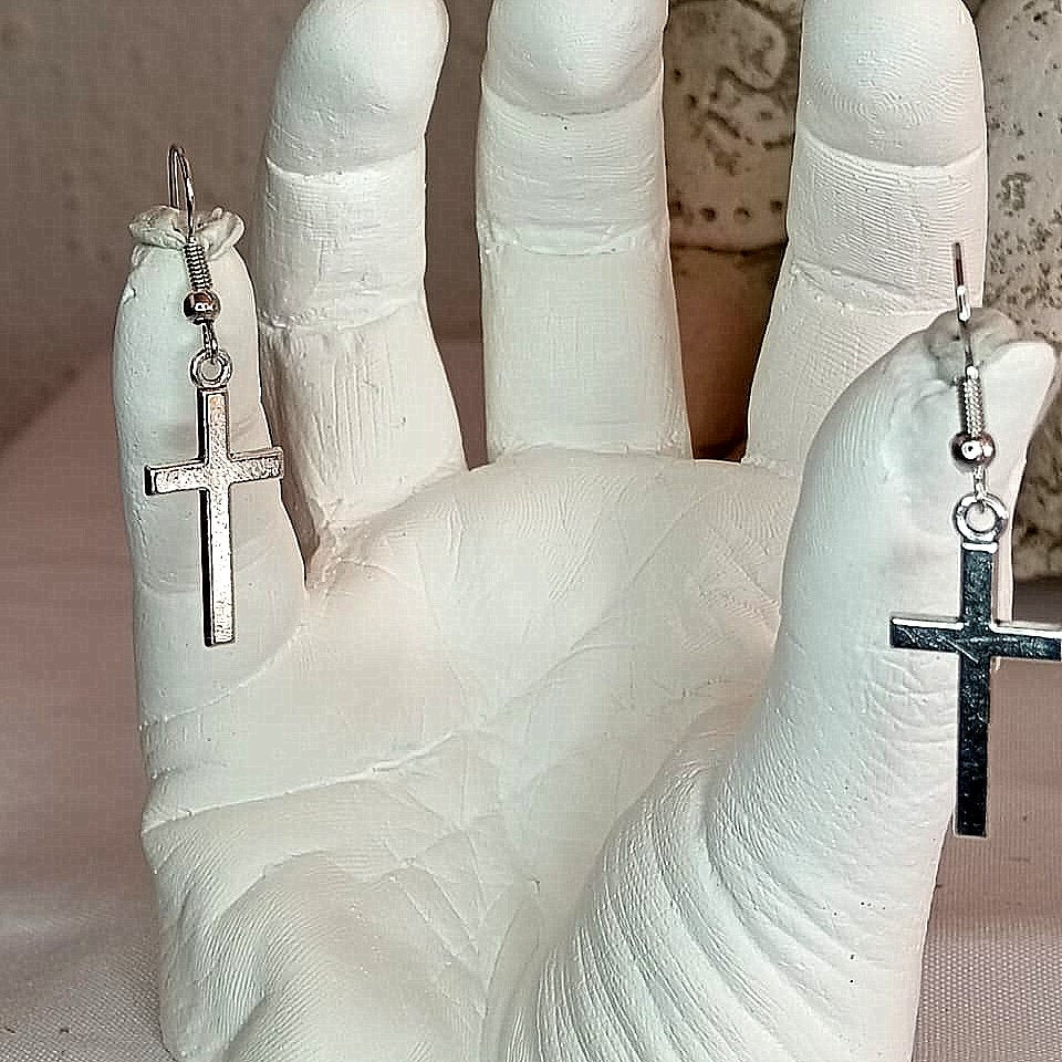 Plain But Powerful Cross Earrings