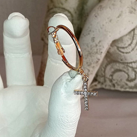 Circle of Grace Hoop Cross Earrings