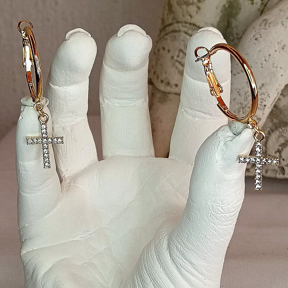 Circle of Grace Hoop Cross Earrings