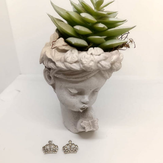 God’s Princess Silver Crown Stud Earrings