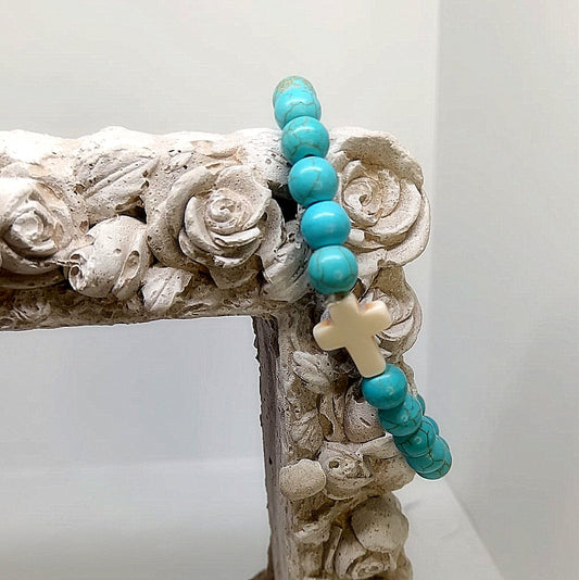 Still & Strong Turquoise Cross Bracelet