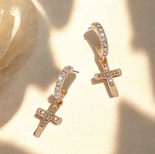 Grace & Glory Dangle Cross Earrings