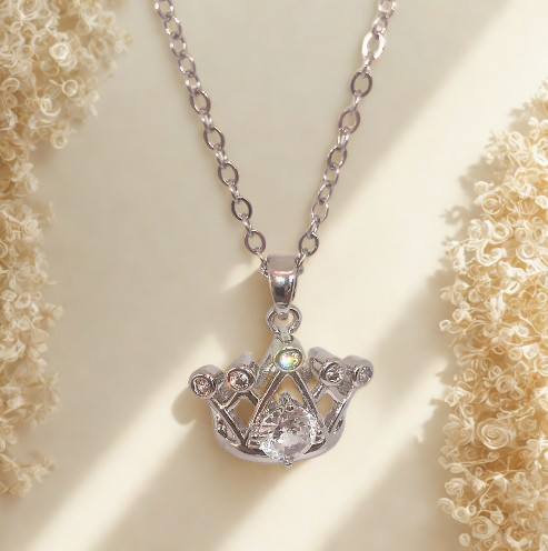 God’s Princess Silver Crown Pendant Necklace with Cubic Zirconia