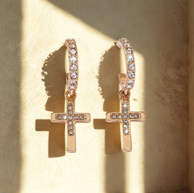 Grace & Glory Dangle Cross Earrings