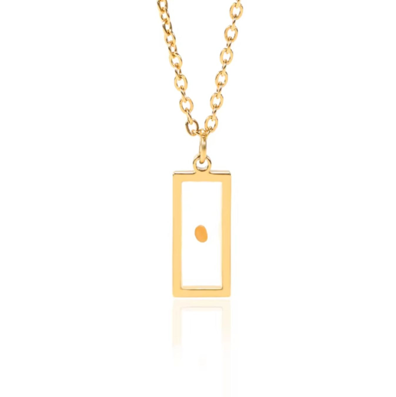 Vintage Real Mustard Seed Rectangle Pendant in Gold