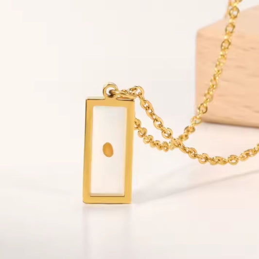 Vintage Real Mustard Seed Rectangle Pendant in Gold