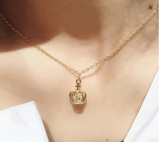 God’s Princess Golden Crown Pendant Necklace