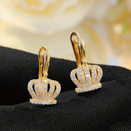 God's Princess Crowned in Gold Charm Earrings