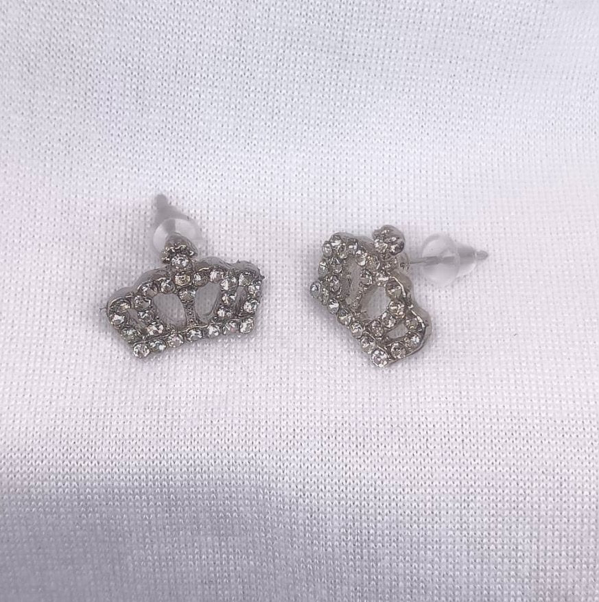God’s Princess Silver Crown Stud Earrings