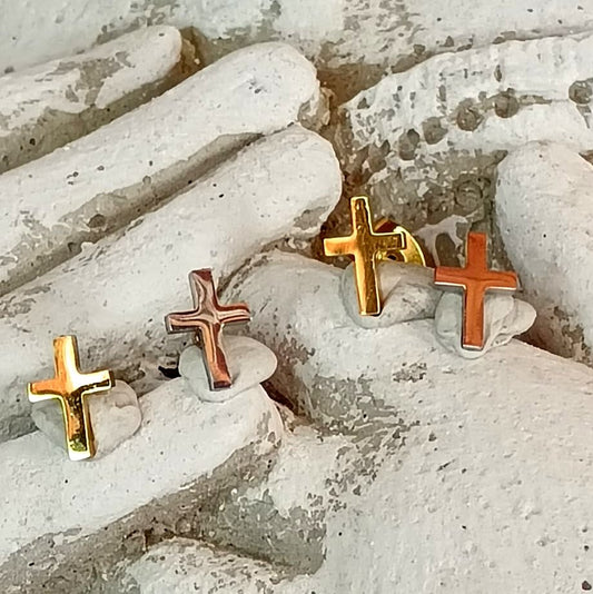 Tiny but Everlasting Light Cross Stud Earrings
