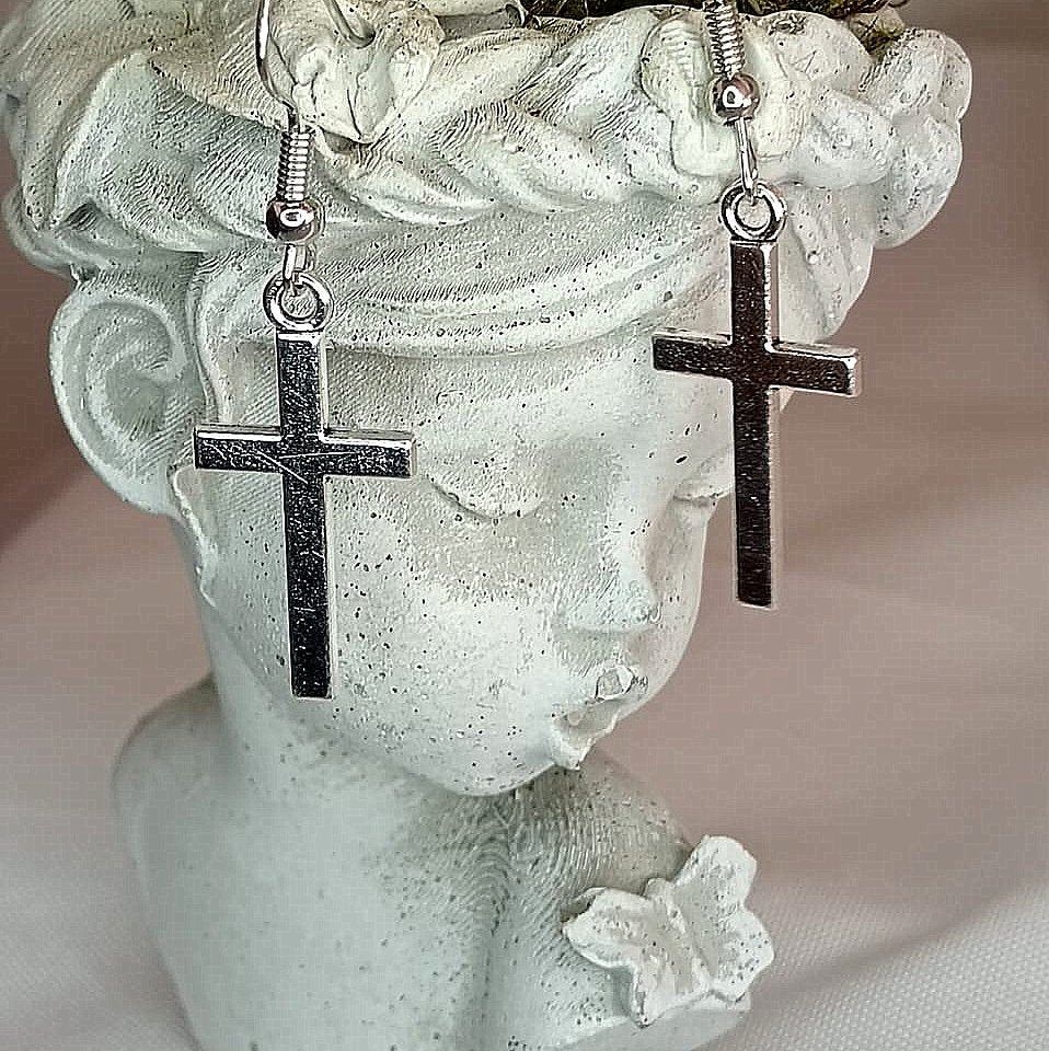 Plain But Powerful Cross Earrings