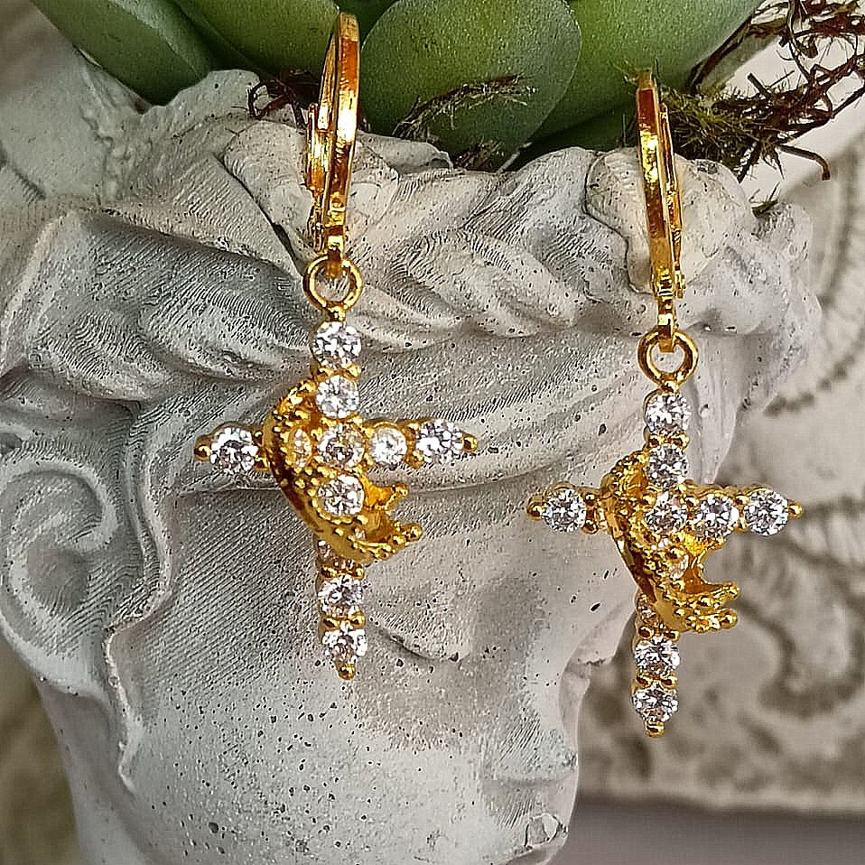 Crowned by God Rotating Crown Charm Earrings