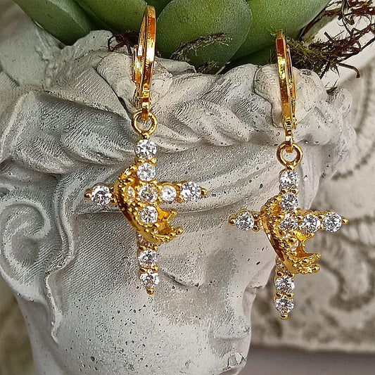 Crowned by God Rotating Crown Charm Earrings