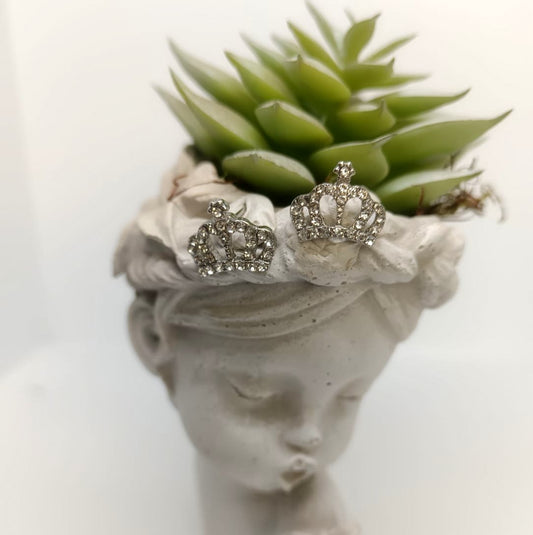 God’s Princess Silver Crown Stud Earrings