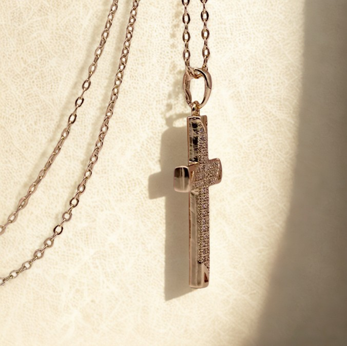 Shine in Grace Gold Cross Pendant Necklace with Crystals