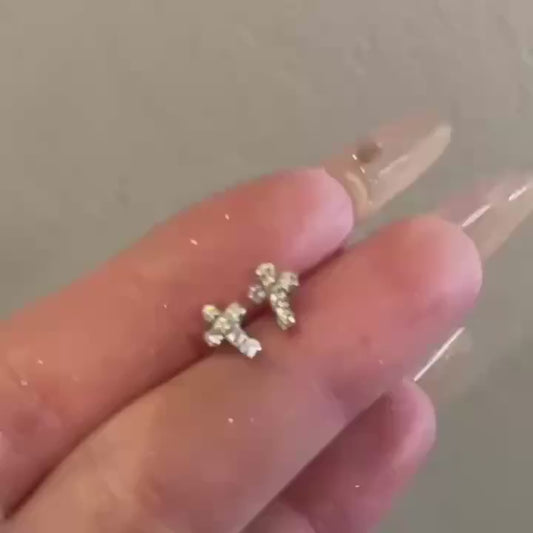 Radiant Grace Cross Stud Earrings